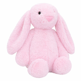 Soft pink plush bunny toy with long floppy ears and a heart-shaped nose, 40 cm.
