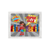Personalized 60-piece kids puzzle featuring a superhero girl, city skyline, and "SUPER ELLA" text.