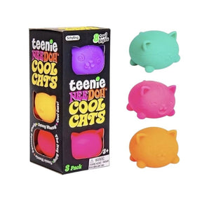 NEEDOH Teenie Cool Cat Squishy Fidget Toy Three Pack -Colors May Vary- Multicolor