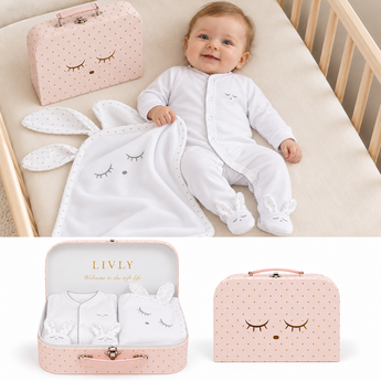 LIVLY Sleeping Cutie Footie & Blanket Gift Set – Pink Box