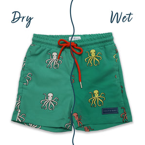 Octopus Color-Changing Kids Swim Shorts Eco-Friendly