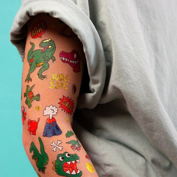 Omy Kids' Temporary Tattoos | Fun Dinosaur & Glow In The Dark Designs