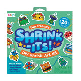 Ooly Shrink Its! DIY Shrink Art Kit box with colorful pre-cut charms like tacos, cats, and frogs.