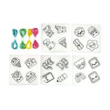 Ooly Shrink Its! DIY Shrink Art Bracelet Kit with colorful string and various pre-cut charms like food and animals.