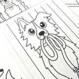 Ooly Undercover Art Rainforest Fun coloring page with a cute dog holding a leash in its mouth.