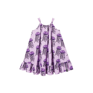 Purple dress with jellyfish pattern on a white background