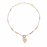 Rainbow Beaded Necklace White Heart | Kids Jewelry - My Little Thieves
