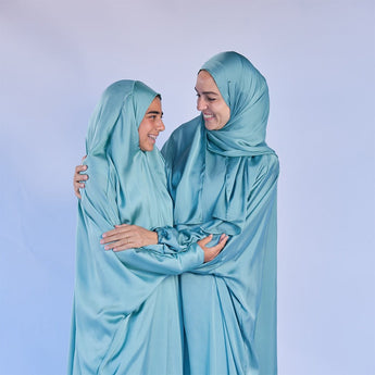 Rouqei Teen Isdal Prayer Satin Outfit One Piece Set | Prayer Set