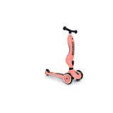 Pink Scoot & Ride Highwaykick 1 2-in-1 kickboard with black handlebars and three wheels.