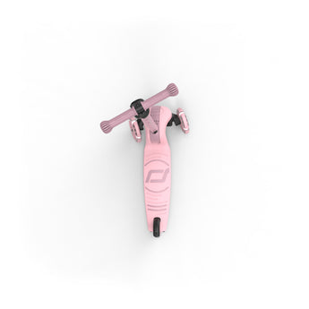 Pink Scoot & Ride Highwaykick 3S LED 3-wheel light-up scooter with adjustable handlebar, top-down view.