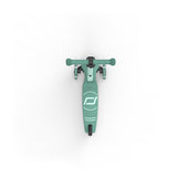 Top-down view of a mint green Scoot & Ride Highwaykick 3S LED 3-wheel light-up scooter.