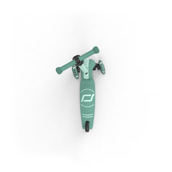 Top-down view of a mint green Scoot & Ride Highwaykick 3S LED 3-wheel light-up scooter.