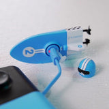 Blue Sharper Image Hydro Park Racer boat with "2" charging via USB, beside a matching tiny helmet.