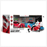 Sharper Image RC Demolition Car 2-pack, featuring red and blue Chevrolet Camaro toy cars with remote controllers.