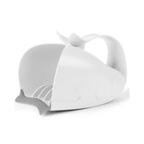 White whale-shaped Skip Hop Moby Waterfall Rinser with a grey rubber lip and ergonomic handle.