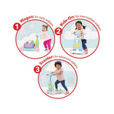 Skip Hop Zoo 3-in-1 unicorn ride-on toy in wagon, ride-on, and scooter modes with children.