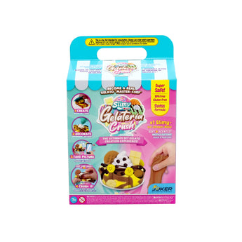 Slimy Gelateria Crush DIY Ice Cream Rollz kit with colorful slime, tools, and decorations.