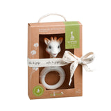 Sophie la girafe So'Pure Ring Teether in a brown gift box with a white ribbon.