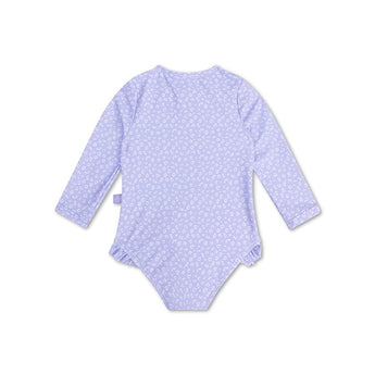 Swim Essentials Lila Leopard Girls Long Sleeve Swimsuit | Kids Swim - My Little Thieves
