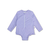 Swim Essentials Lila Leopard Girls Long Sleeve Swimsuit | Kids Swim - My Little Thieves