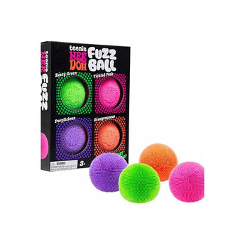 Box of Teenie Weenie Fuzz Doh with colorful fuzz balls on a white background