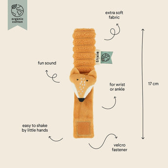 Trixie Eco Friendly Wrist Rattle Collection Mr. Fox, Mrs. Elephant, Mr. Lion, Mr. Dino, Mrs. Rabbit | Rattle