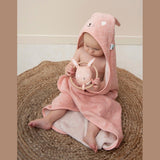 Trixie Kids Bathtime Hooded Towel 75x75cm | Organic Cotton Animal Design