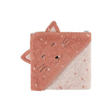 Trixie Kids Bathtime Hooded Towel 75x75cm | Organic Cotton Animal Design