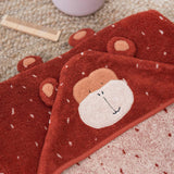 Trixie Kids Bathtime Hooded Towel 75x75cm | Organic Cotton Animal Design