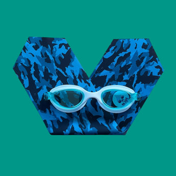 Waterplops Junior Swimming Goggles Ultra Soft Band | Blue Camouflage 3+