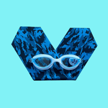Waterplops Junior Swimming Goggles Ultra Soft Band | Blue Camouflage 3+