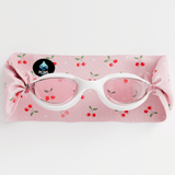Waterplops White Junior Swimming Goggles Ultra Soft Band With Pink Cherries | Swim Accessories