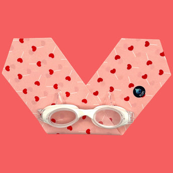 Waterplops White Junior Swimming Goggles Ultra Soft Band With Heart Lollipops | Swim Accessories