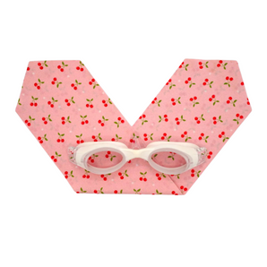 White Junior Swimming Goggles – Ultra-Soft Band with Pink Cherries