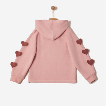 Yell Oh! Pink Organic Cotton Sweatshirt With Embroidered Hearts Blossom | Top Girl