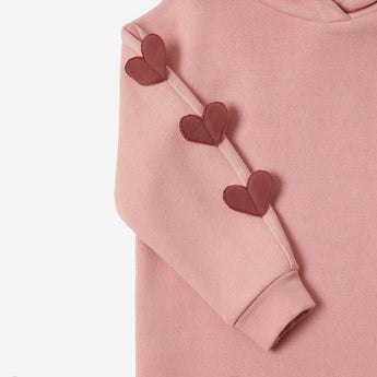 Yell Oh! Pink Organic Cotton Sweatshirt With Embroidered Hearts Blossom | Top Girl