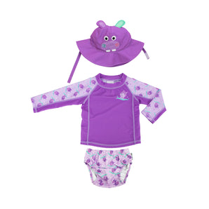 Baby Swim Set with Rash Guard, Swim Diaper & Sun Hat for Kids