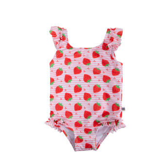 Zoocchini Ruffled One Piece Swimsuit UPF 50+ Easy Snap Crot