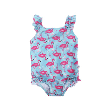 Zoocchini Ruffled One Piece Swimsuit UPF 50+ Easy Snap Crot