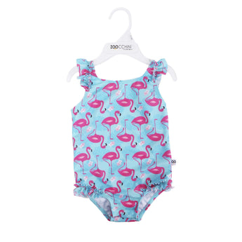 Zoocchini Ruffled One Piece Swimsuit UPF 50+ Easy Snap Crot