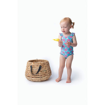Zoocchini Ruffled One Piece Swimsuit UPF 50+ Easy Snap Crot