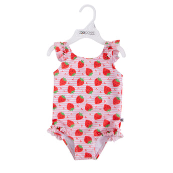 Zoocchini Ruffled One Piece Swimsuit UPF 50+ Easy Snap Crot