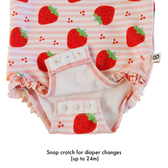 Zoocchini Ruffled One Piece Swimsuit UPF 50+ Easy Snap Crot