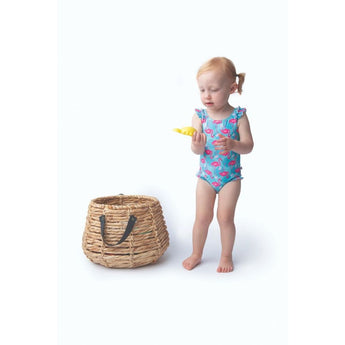 Zoocchini Ruffled One Piece Swimsuit UPF 50+ Easy Snap Crot