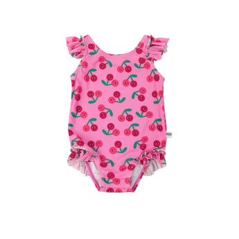 Zoocchini Ruffled One Piece Swimsuit UPF 50+ Easy Snap Crot