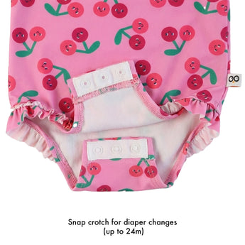 Zoocchini Ruffled One Piece Swimsuit UPF 50+ Easy Snap Crot