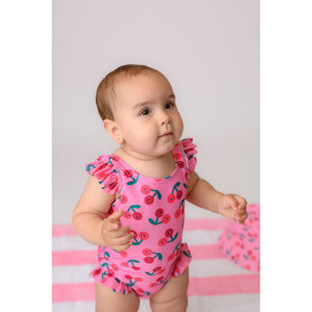 Zoocchini Ruffled One Piece Swimsuit UPF 50+ Easy Snap Crot
