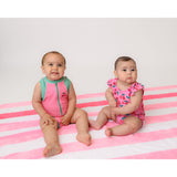 Zoocchini Ruffled One Piece Swimsuit UPF 50+ Easy Snap Crot