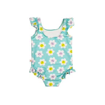 Zoocchini Ruffled One Piece Swimsuit UPF 50+ Easy Snap Crot