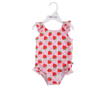 Zoocchini Ruffled One Piece Swimsuit UPF 50+ Easy Snap Crot